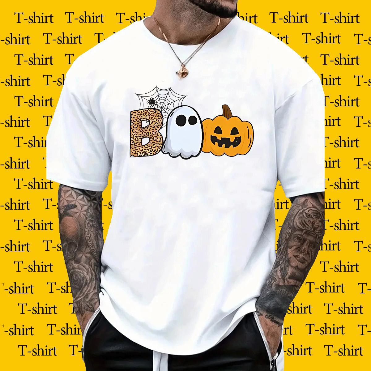 Fashion T Shirt For Man 230g Cotton pumpkin Home Outdoor Tops Breathable Short Sleeve TOP Quality Men Tops Tees DIY