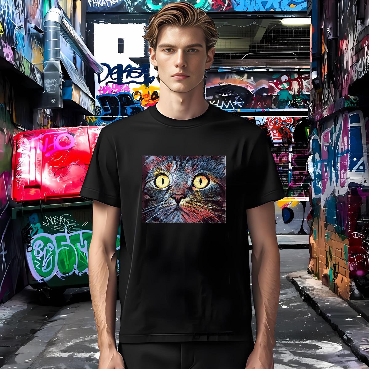 Classic Mens T Shirts 230g Cotton cat High Street Hip Hop Clothings Breathable Soft Cool Men Tops Tees Custom Printed