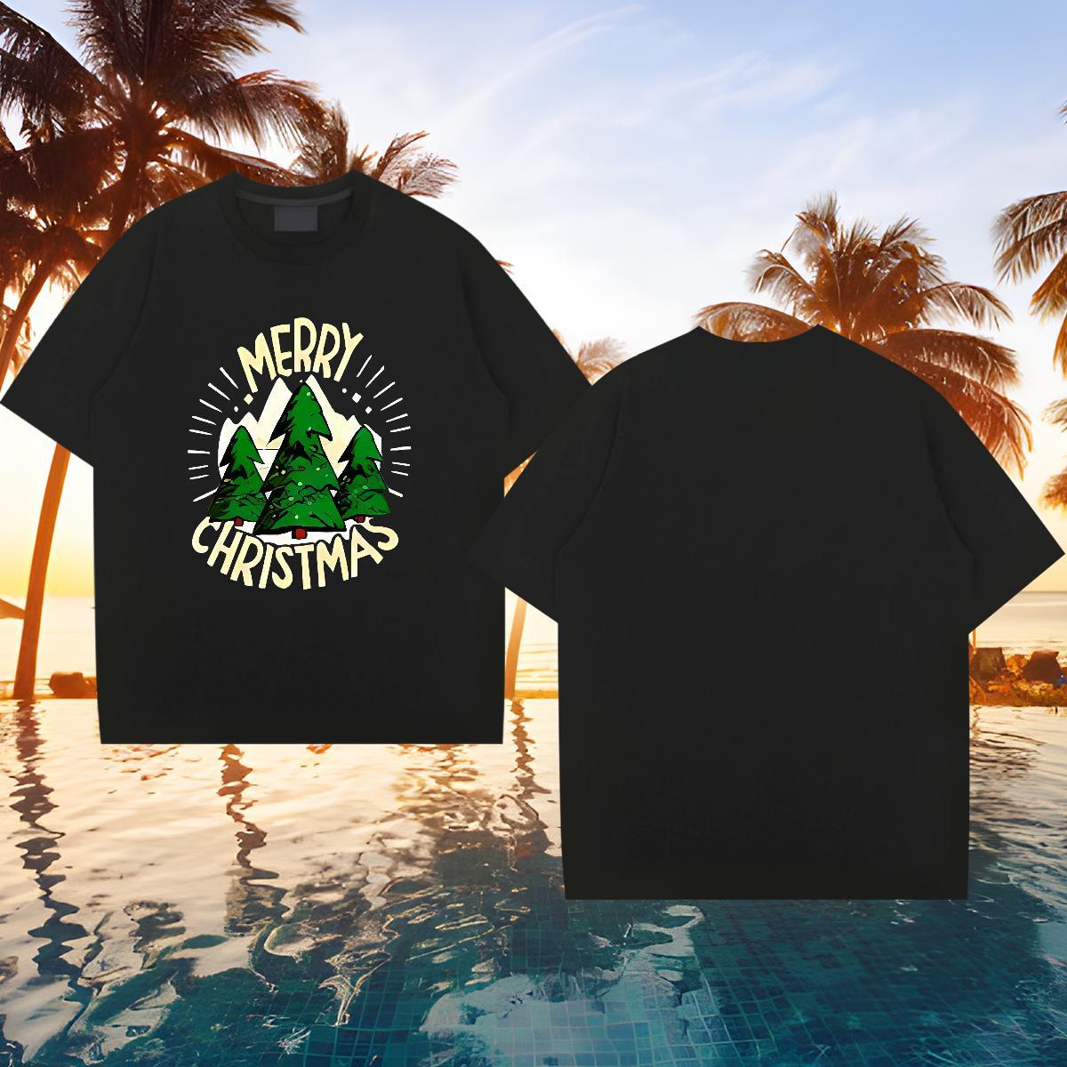 TOP Quality Men Clothes T-Shirt 230g 100% Cotton Christmas T Shirts Men Spring Summer Round Neck Short Sleeve Custom Anime Wholesale Wear