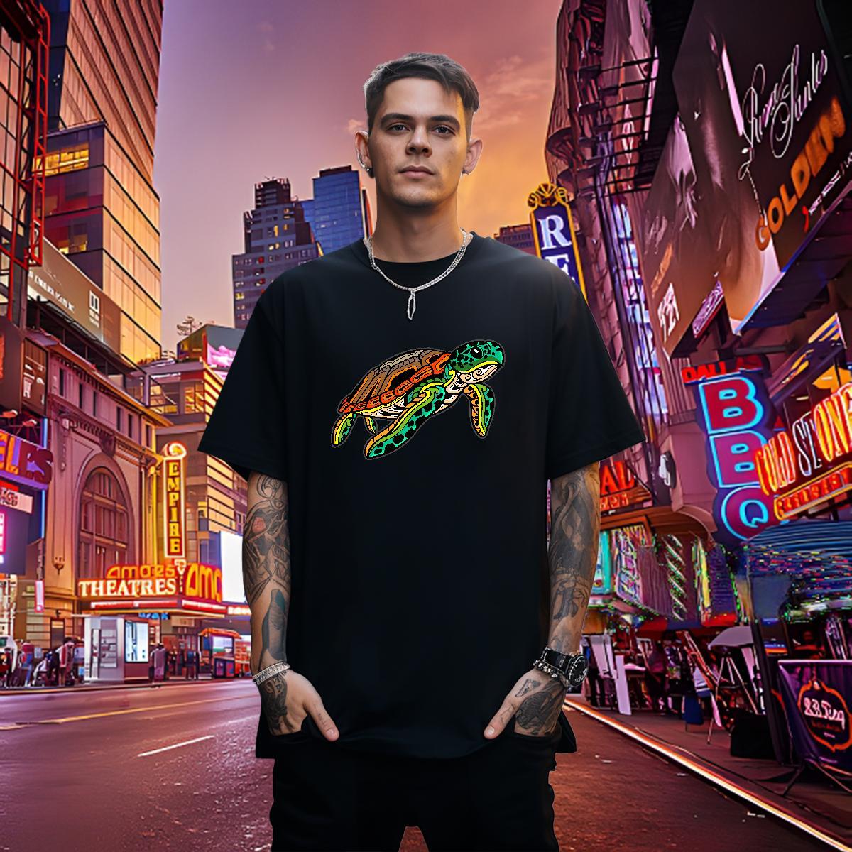 Popular Men Clothes T-Shirt 100% Cotton 230g tortoise Men T Shirts Daily Wear Crew Neck Black White New Designer Clothings