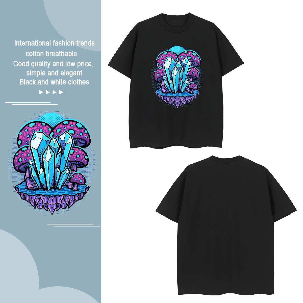 T shirt 230g 100% Cotton mushroom Summer Casual Pure Cotton DIY Printed Men Tees Fashion Wholesale Clothings