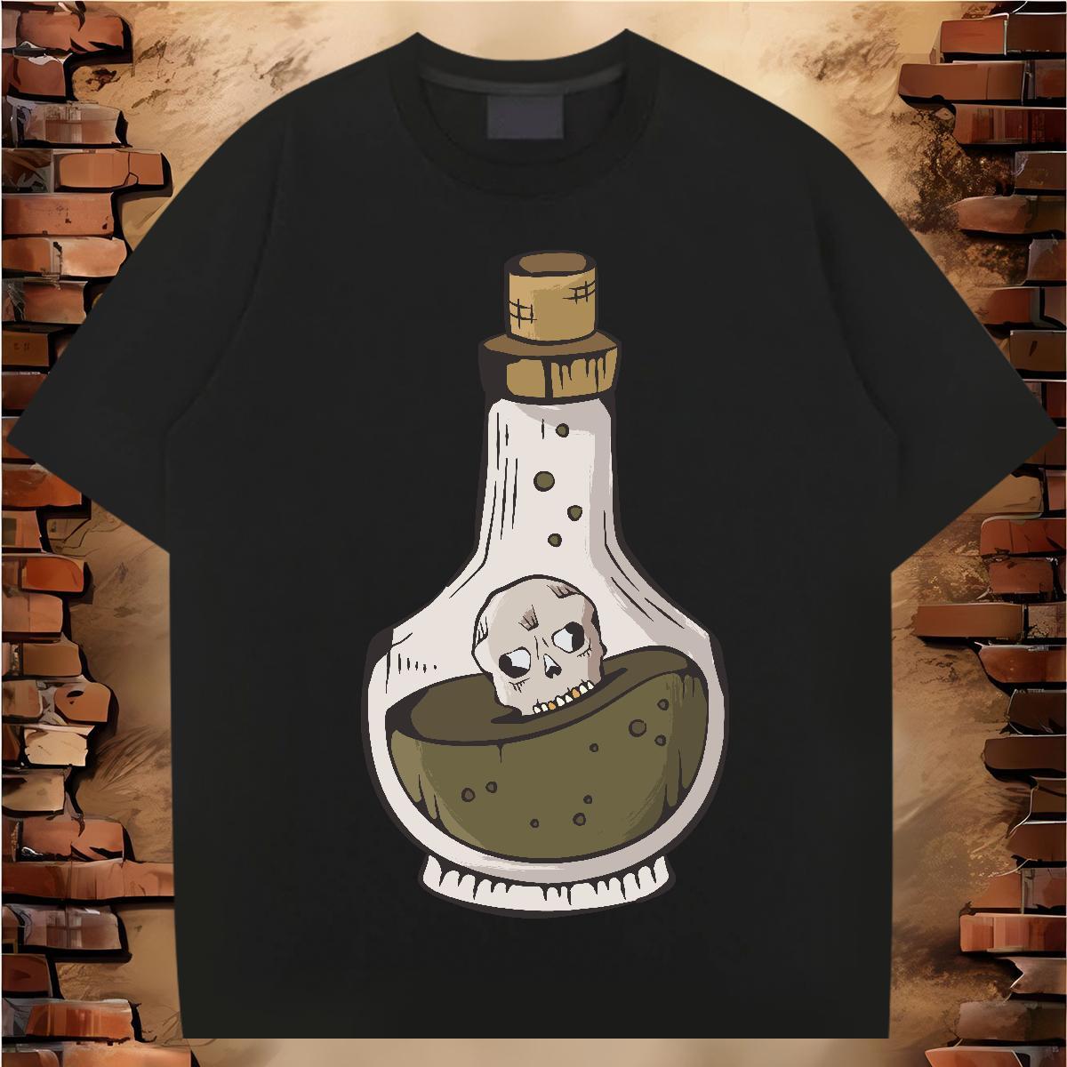 Brand Men T Shirts 230g Cotton skull Sports Casual Tee Shirt Pure Cotton High Quality Tshirts Custom Big Size