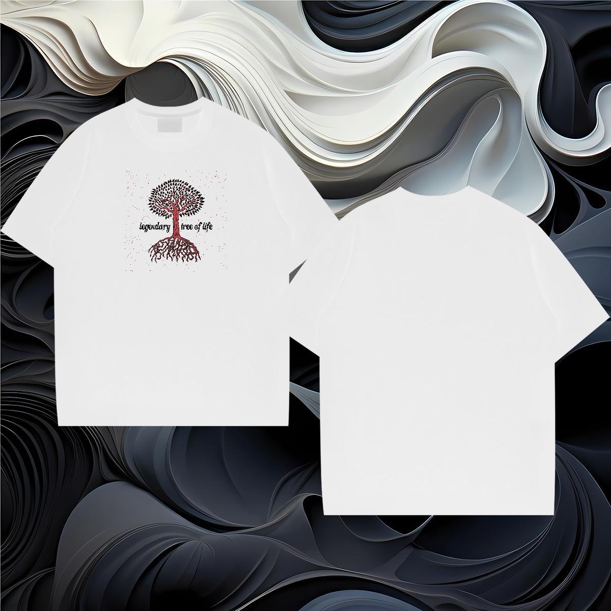 Free Shipping T-Shirts for Men 230g Pure Cotton tree Hip Hop Tshirts Short Sleeve O-Neck Classic Couples T Shirts Custom Print Oversized