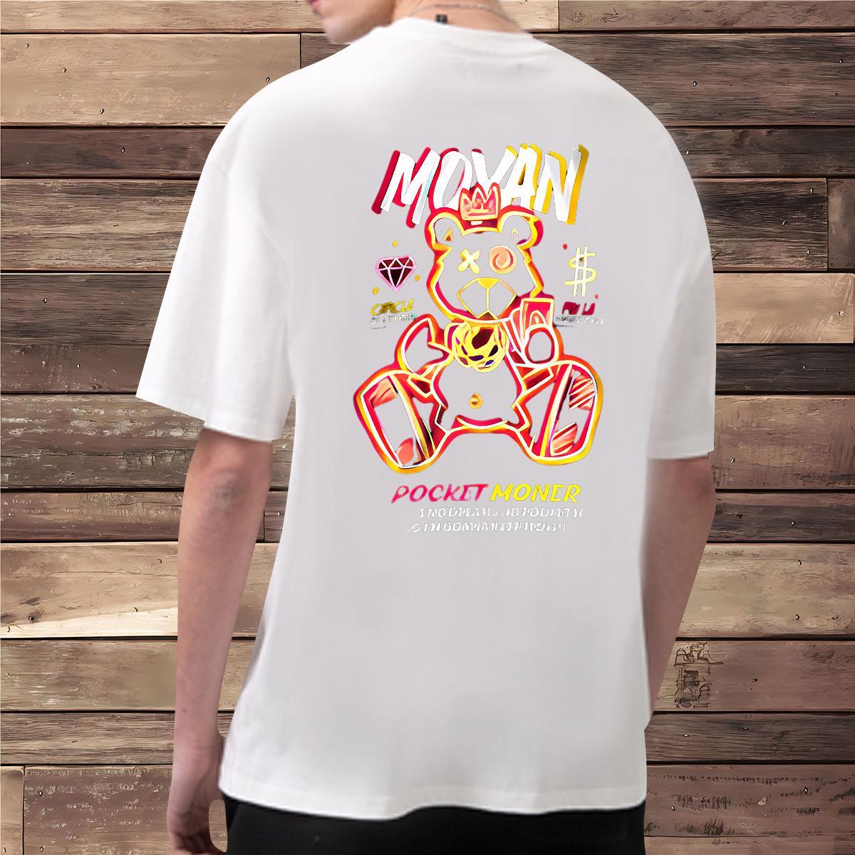 Wholesale T Shirt For Man 230g 100% Cotton bear Casual Daily Wear Tee Shirt Short Sleeve Soft Loose Men Tshirts Custom Printing