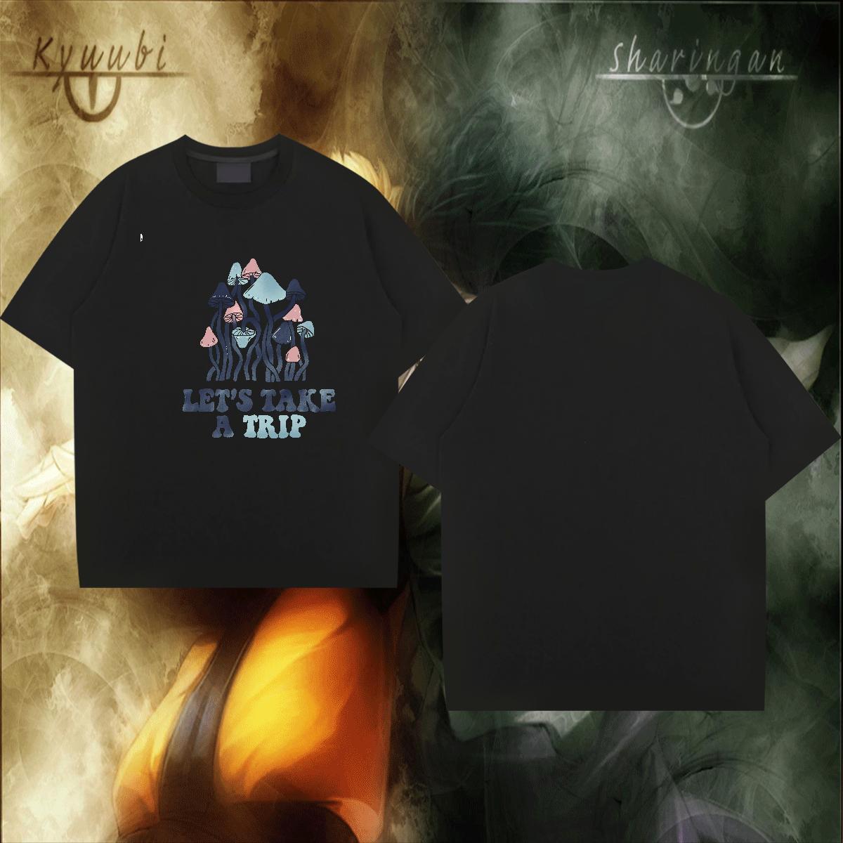 Designer Tshirts 230g 100% Cotton High Street Hip Hop mushroom Custom Print Oversized O Neck Short Sleeves New T Shirts Men Top Tees