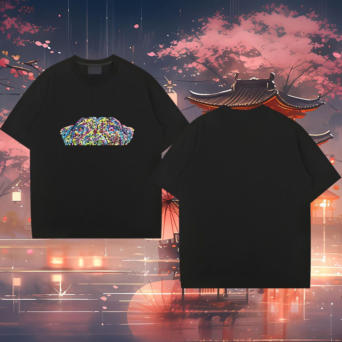 Free Shipping Men T Shirts 230g 100% Cotton dog Summer Casual Tees Shirts Breathable Loose Mens Tshirts Cartoon Print