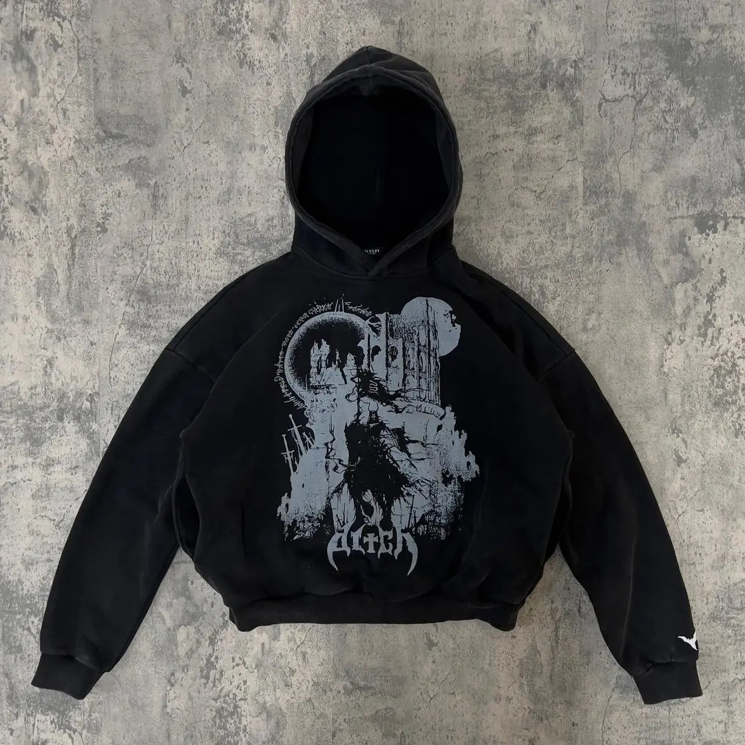 Women Casual Trend Style Hip Hop Retro hooded sweatshirt the autumn and winter seasons print y2k harajuku Korean oversized 240805