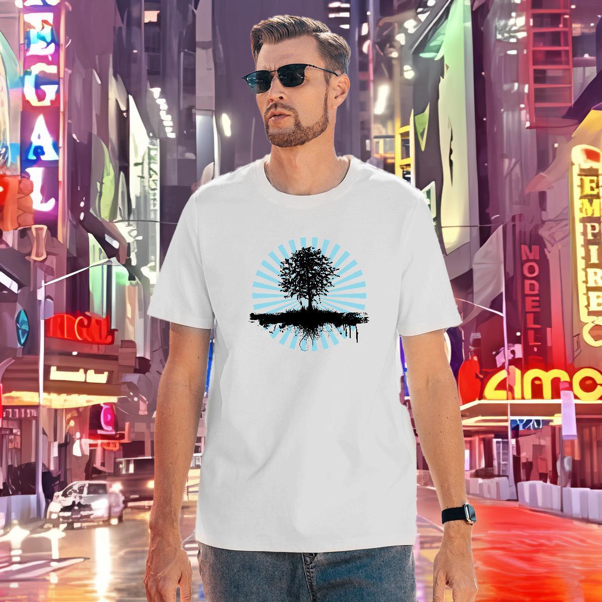 T Shirt For Man 230g Pure Cotton tree Street wear Hip Hop Breathable Short Sleeve DIY Anime Men Tshirts 2024 DIY Brand Clothings