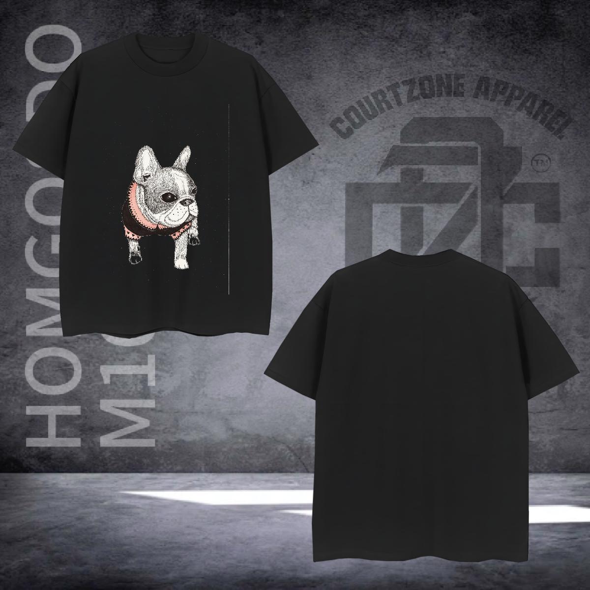 DIY Customized Mens T Shirts 230g 100% Cotton Dog Street Casual Tops Tees Breathable Short Sleeve Free Shipping Men Tshirts Black Oversized