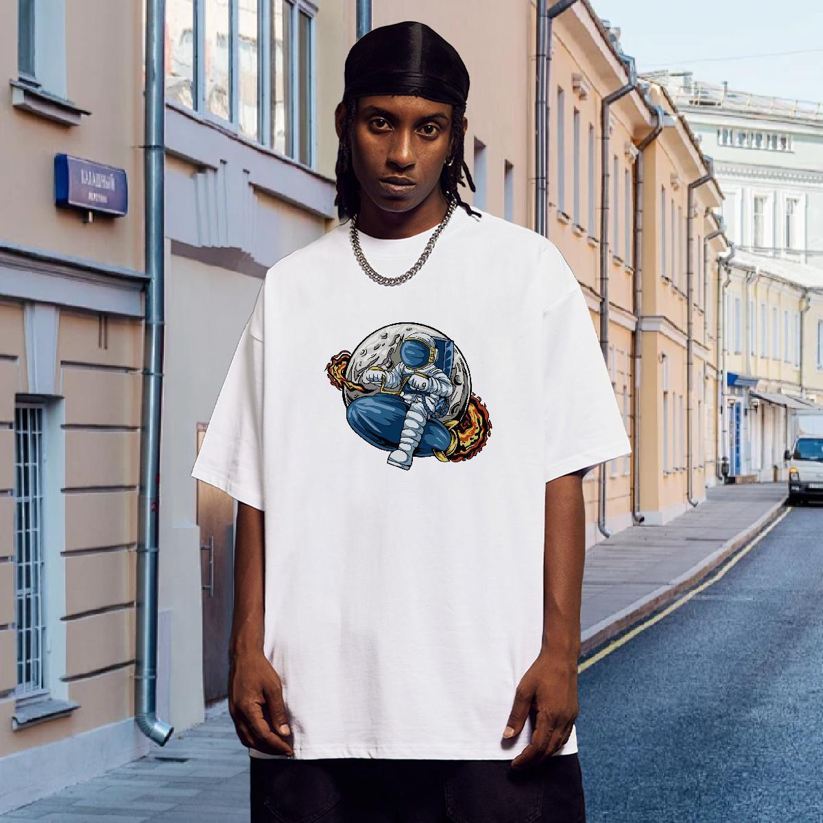 T Shirt For Man 100% Cotton 230g universe Casual Beach Short Sleeve O-Neck Custom Print Oversized Men Tops Tees Fashion Casual Brand Tshirts