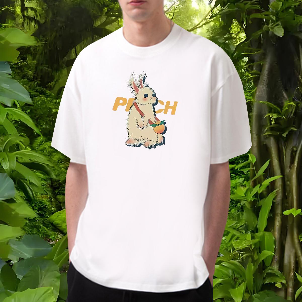 2024 T Shirts Men 100% Cotton 230g rabbit Daily Outfit Wear Crew Neck Breathable Brand Couples T Shirts Custom Printing