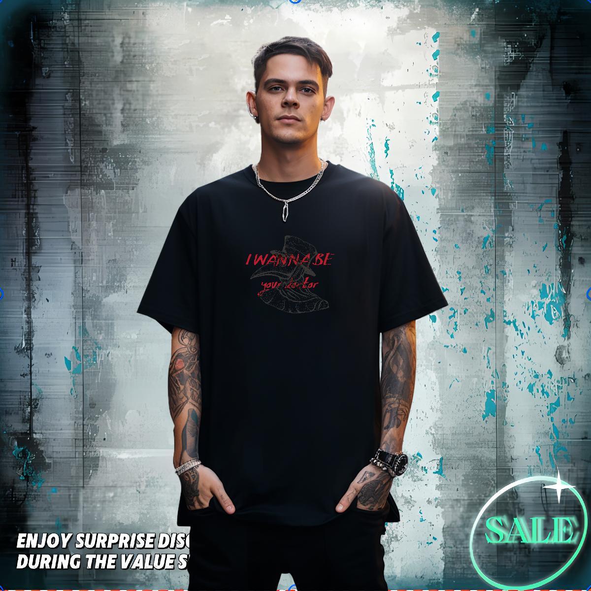 T Shirts Men 230g 100% Cotton bird Beach Breathable Soft Custom Print Oversized Men Tshirts Fashion Design Loose Tees Shirts