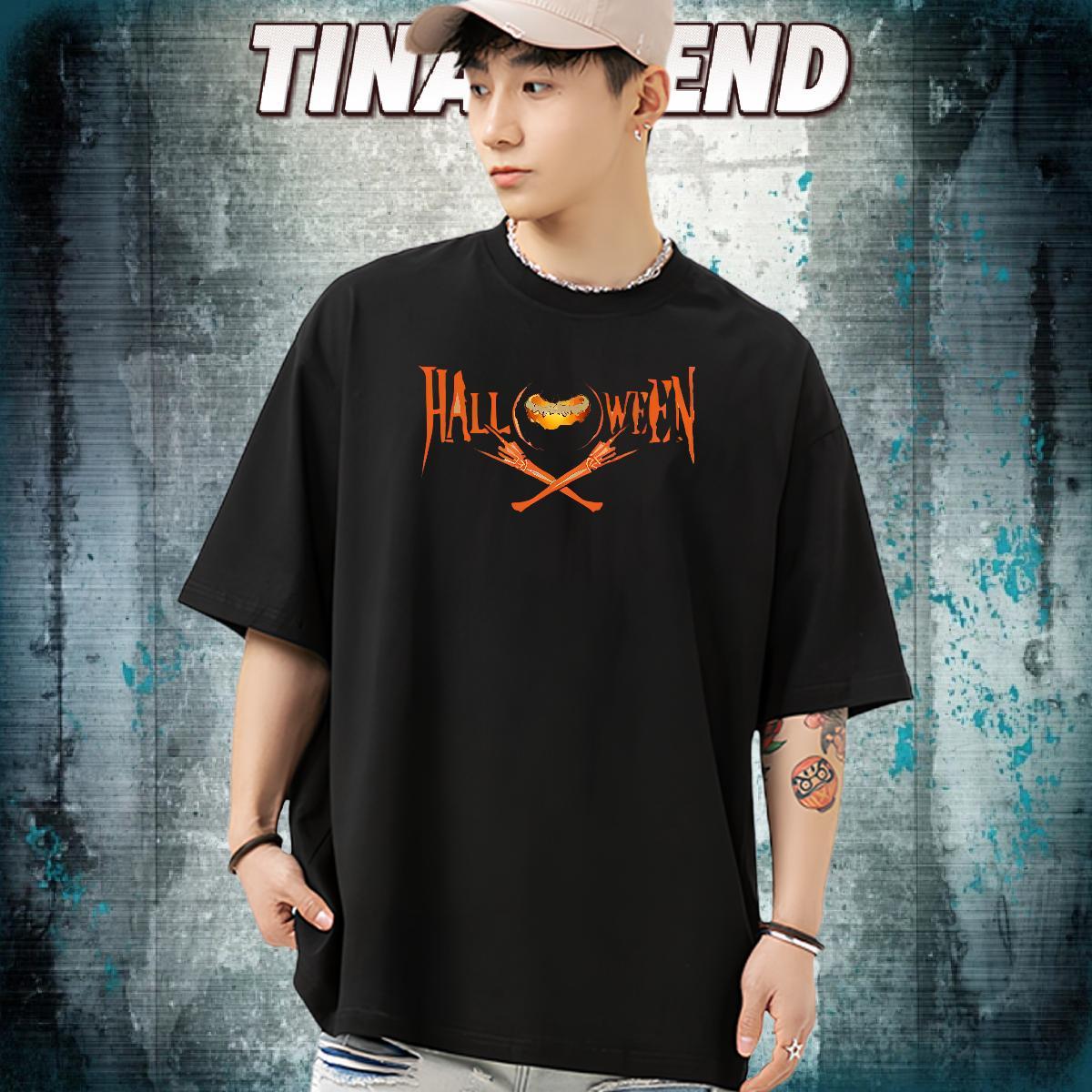 Brand T-Shirts for Men 230g Cotton halloween Sports Casual Tops Tees Short Sleeve Soft Free Shipping Men Tshirts Graphic