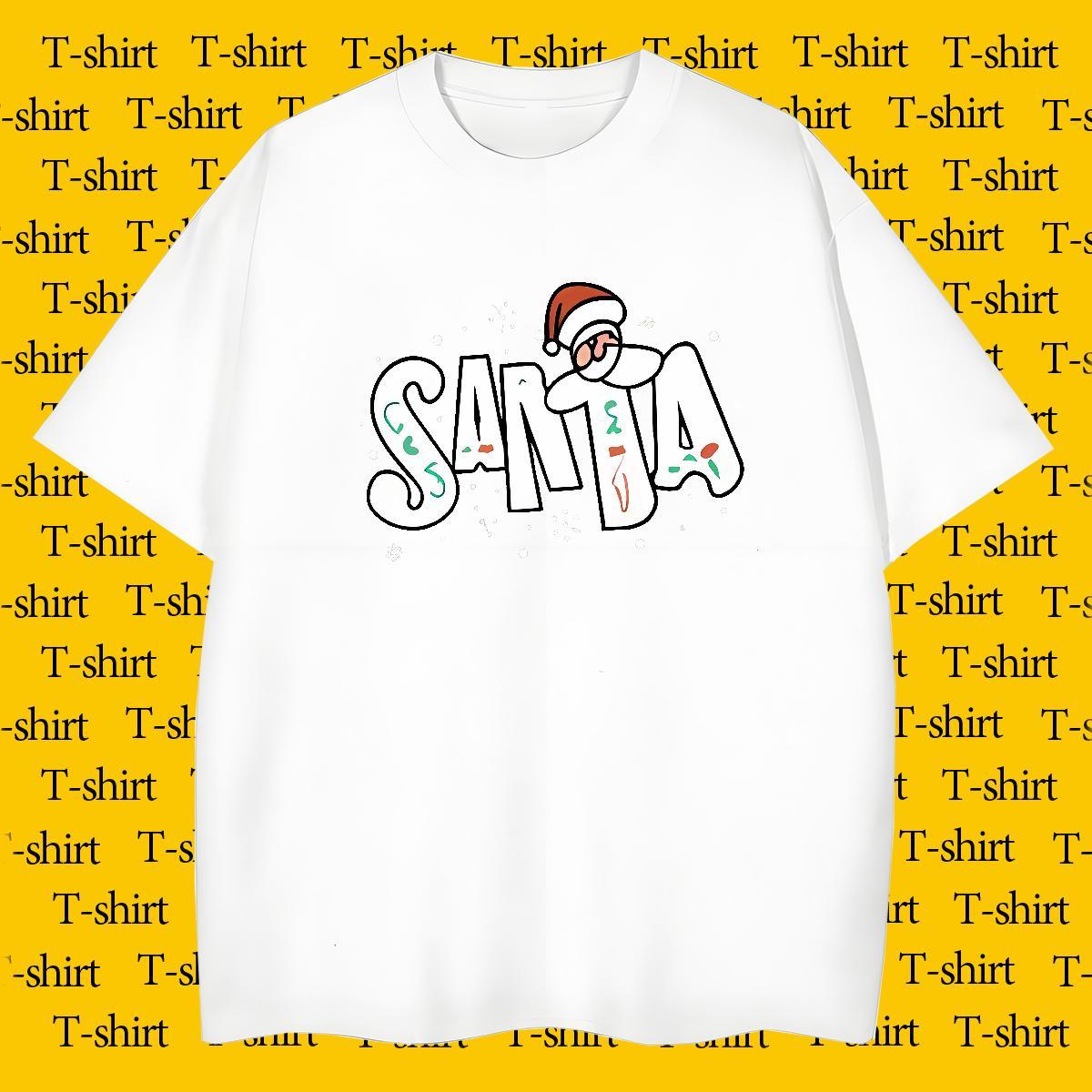 Men T Shirts 100% Cotton 230g Christmas Street Breathable Short Sleeve Oversized Men Tops Tees Wholesale Soft Clothings