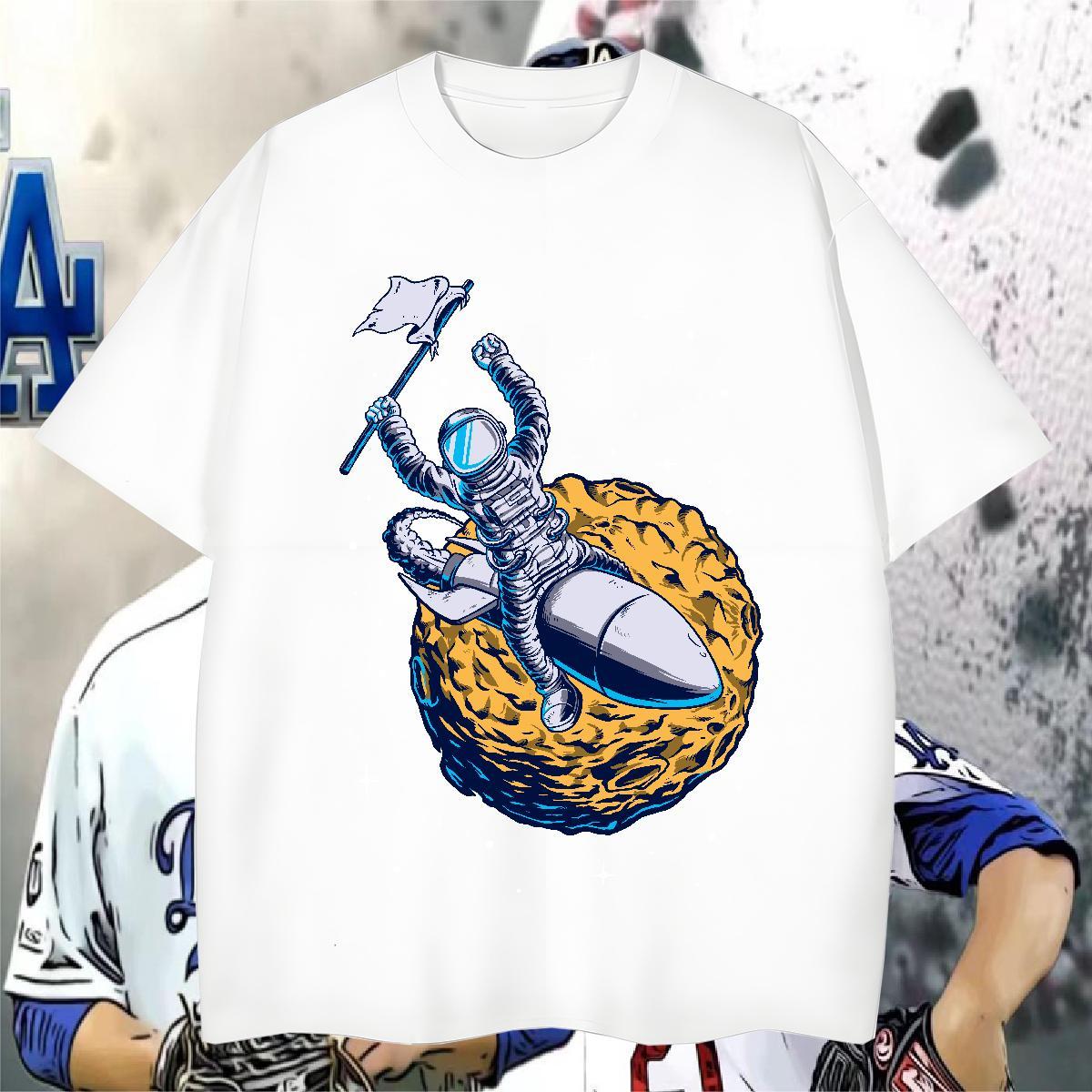 Mens T Shirts 100% Cotton 230g universe Casual Beach Round Neck Short Sleeve Plus Size Custom Men Tshirts 2024 DIY Unisex Polos