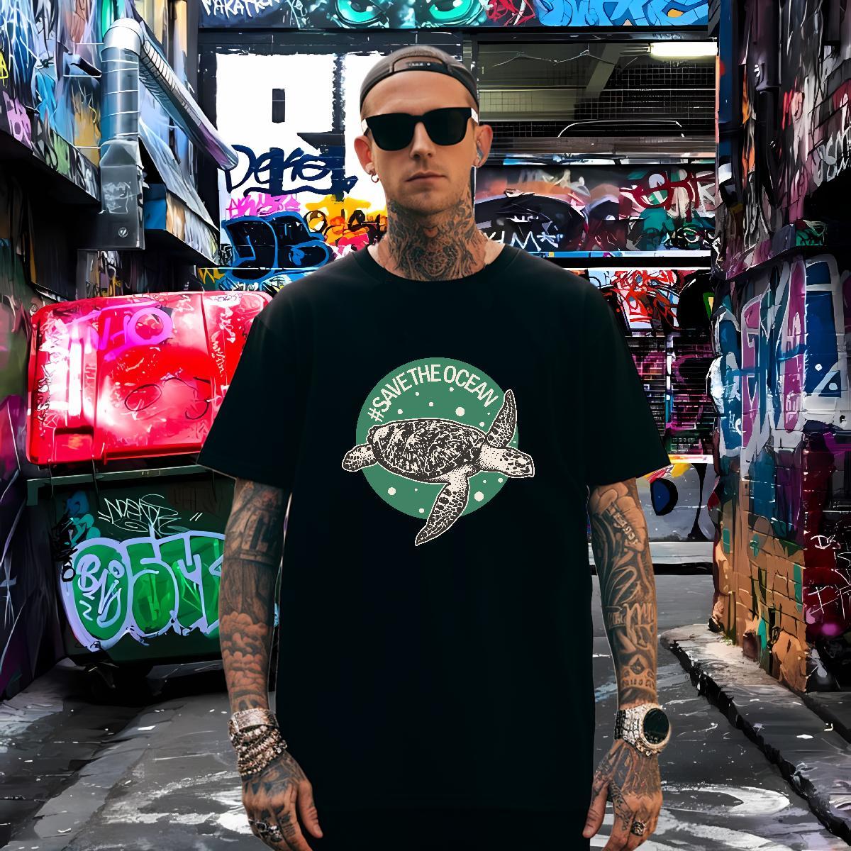 T-Shirts 230g Cotton tortoise Hip Hop Short Sleeve Soft Custom Anime Mens Tshirts Classic Cool Design Wear