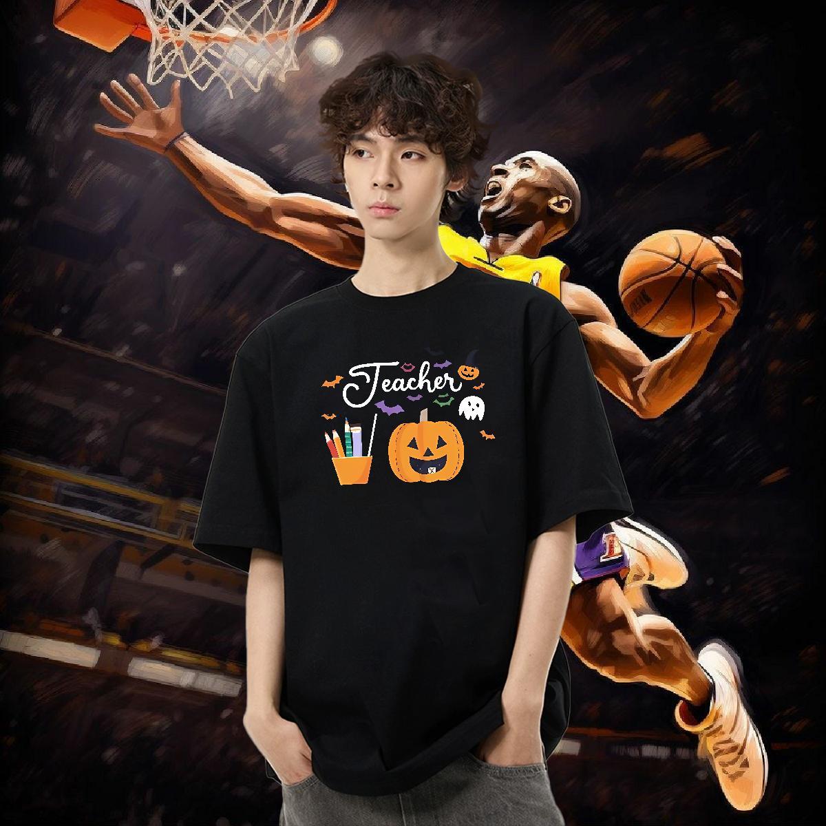 2024 Designer Man T Shirts 230g Pure Cotton halloween Spring Summer Tees O Neck Short Sleeves Classic Tshirt for Man Woman Custom Printed