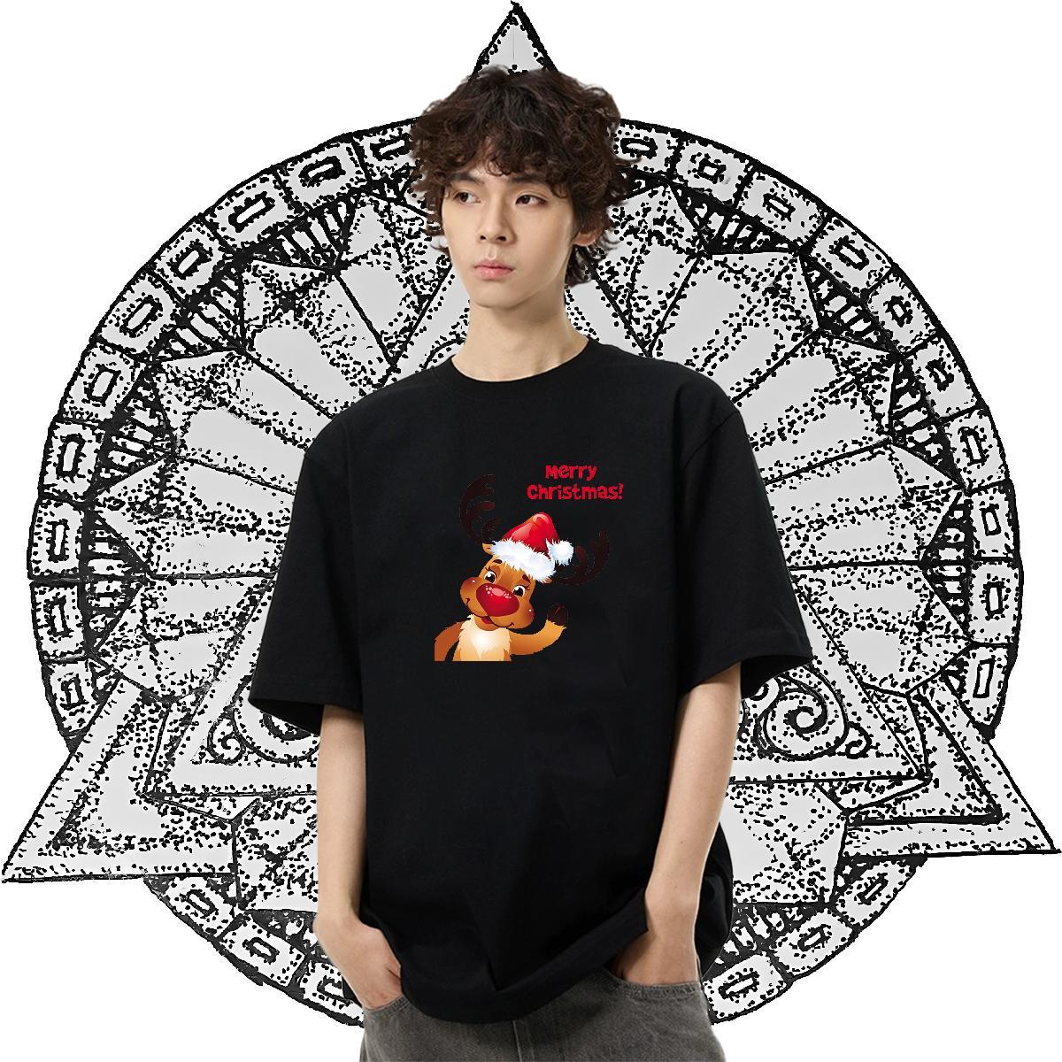 Factory Direct T Shirt For Man 230g Cotton Christmas Street Tops Shirt Breathable Crew Neck Free Shipping Mens Tshirts White Plus Size
