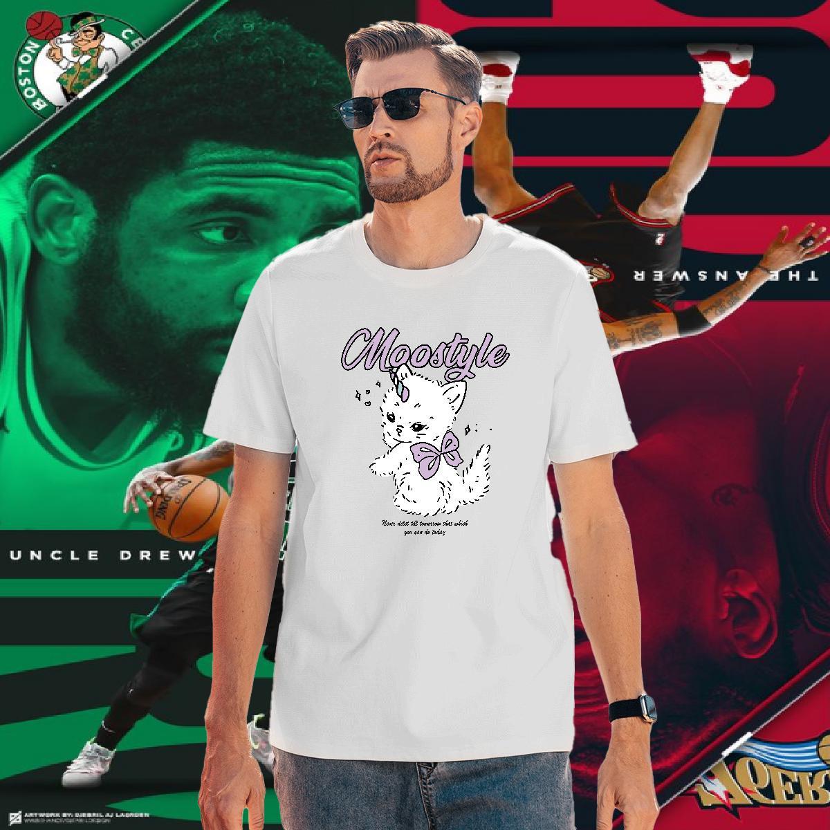 Cool Men Tshirts 230g Pure Cotton cat Man T Shirts High Street Hip Hop Breathable Soft Custom Print Plus Size Fashion Tops Tees