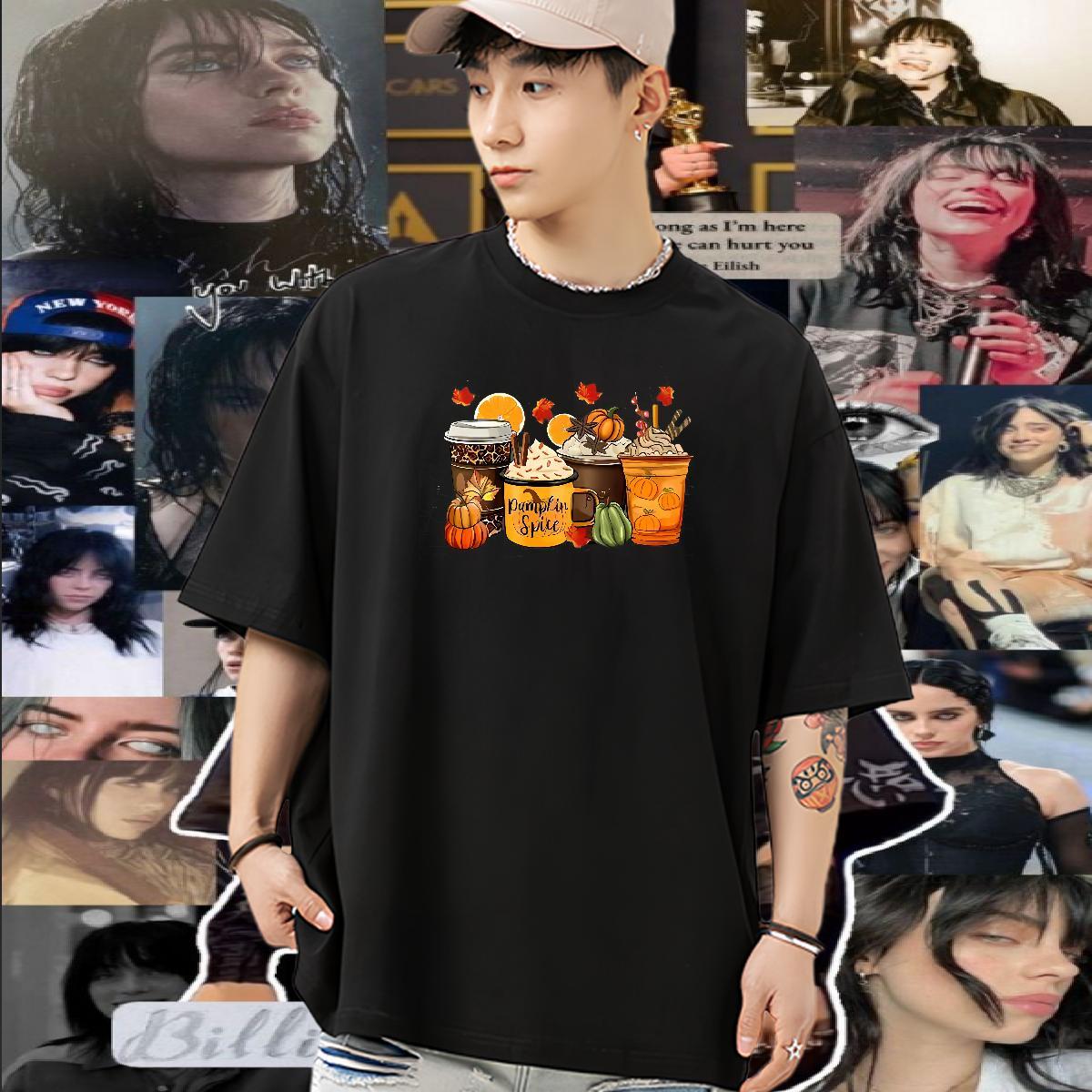 Fashion Casual Mens T Shirts 230g Cotton halloween Casual Daily Wear Tees Shirts Breathable Crew Neck Free Shipping Men Tshirts Cartoon Print
