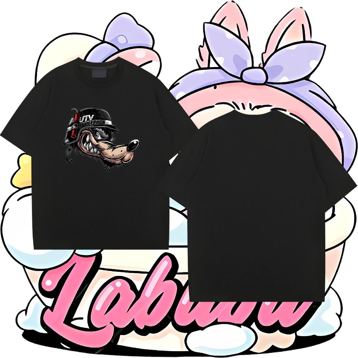 Classic Casual Men T Shirts 230g Cotton wolf Street Wear Clothes Pure Cotton Unisex Tshirts Custom Print Oversized