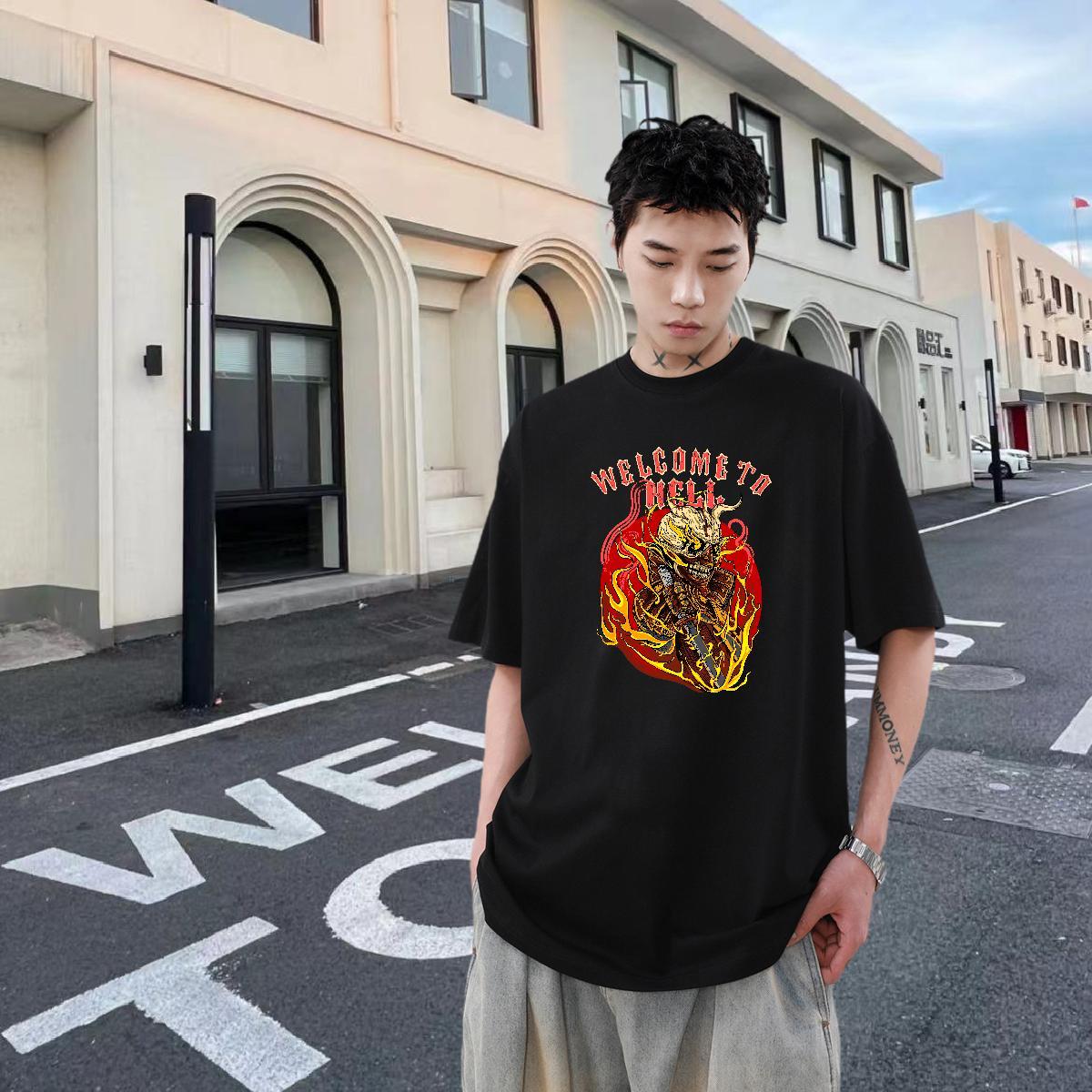 Free Shipping Couples T Shirts 230g Pure Cotton Street wear Hip Hop ET Asian Size Crew Neck 2024 Designer T shirt Clothes