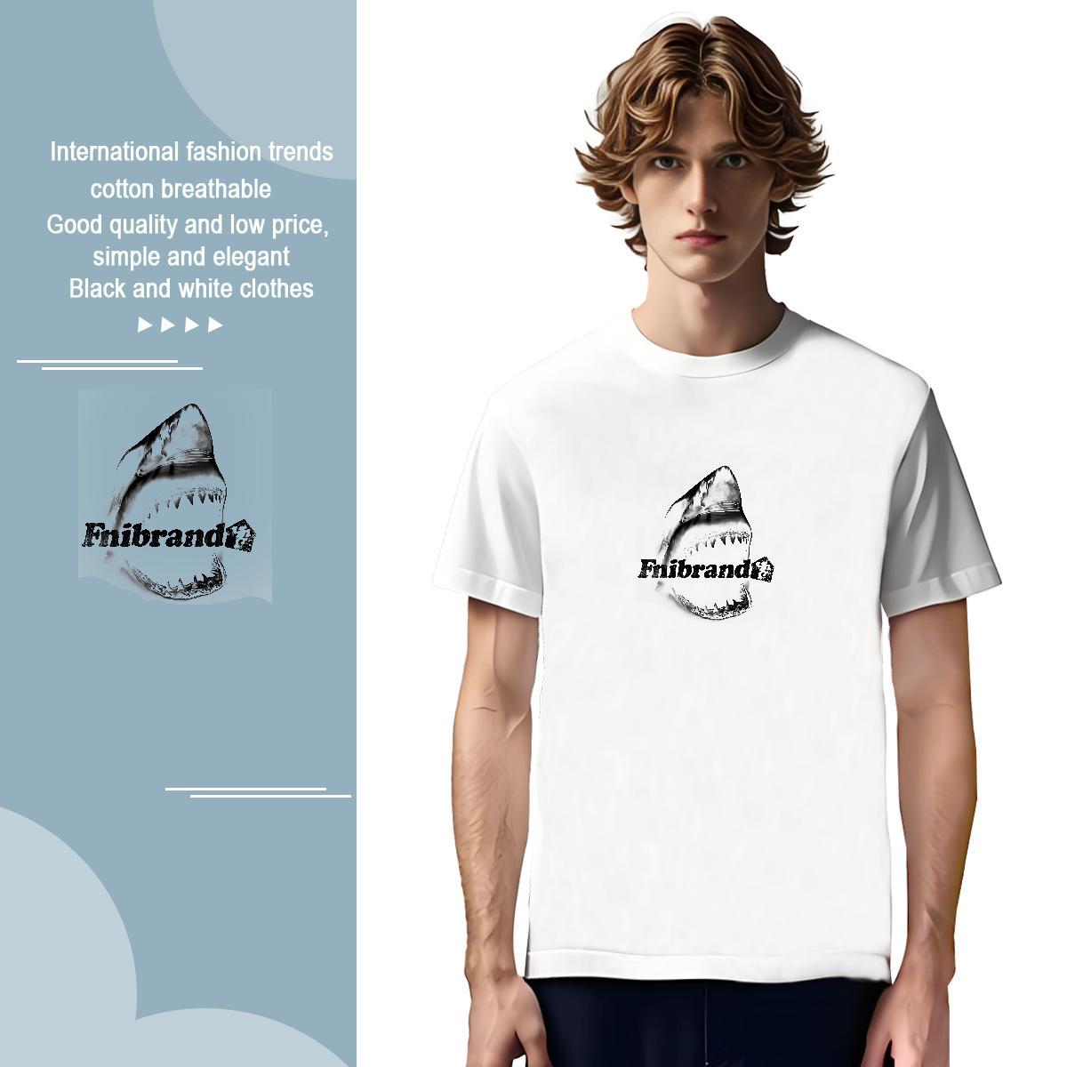 T Shirt For Man 100% Cotton 230g Shark Street Casual Breathable Crew Neck Custom Printing Couples T Shirts Wholesale High Quality Clothes