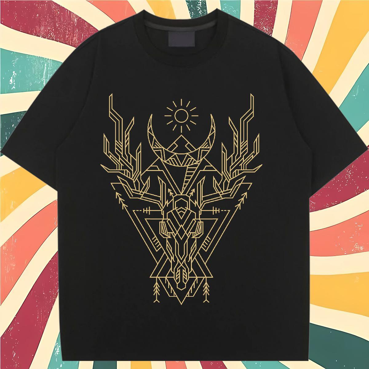 Loose Womens Tshirts 100% Cotton 230g Geometric line Casual Sport T Shirt For Woman Short Sleeve O-Neck Oversized L-4XL Tees Shirts