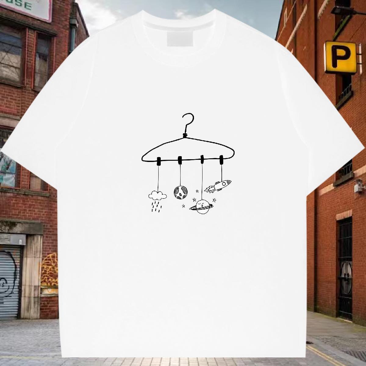 T Shirt For Man 230g Pure Cotton universe Casual Daily Wear Breathable Short Sleeve Oversized 4XL Tshirts 2024 DIY Cool Clothes