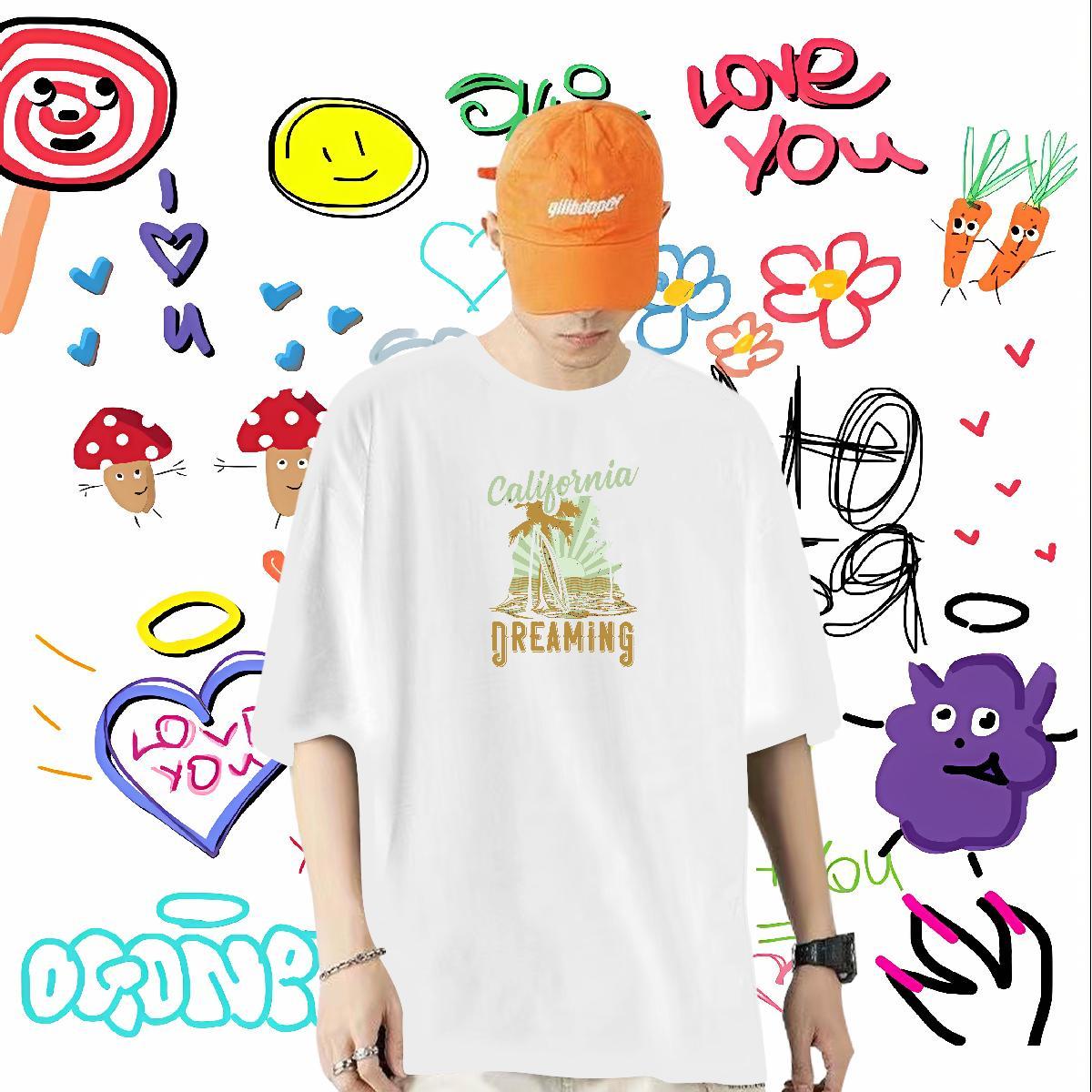 Stylist T Shirt For Man 100% Cotton 230g tree Hip Hop Street Clothes O-Neck Short Sleeve Popular Men Clothes T-Shirt Custom Printing