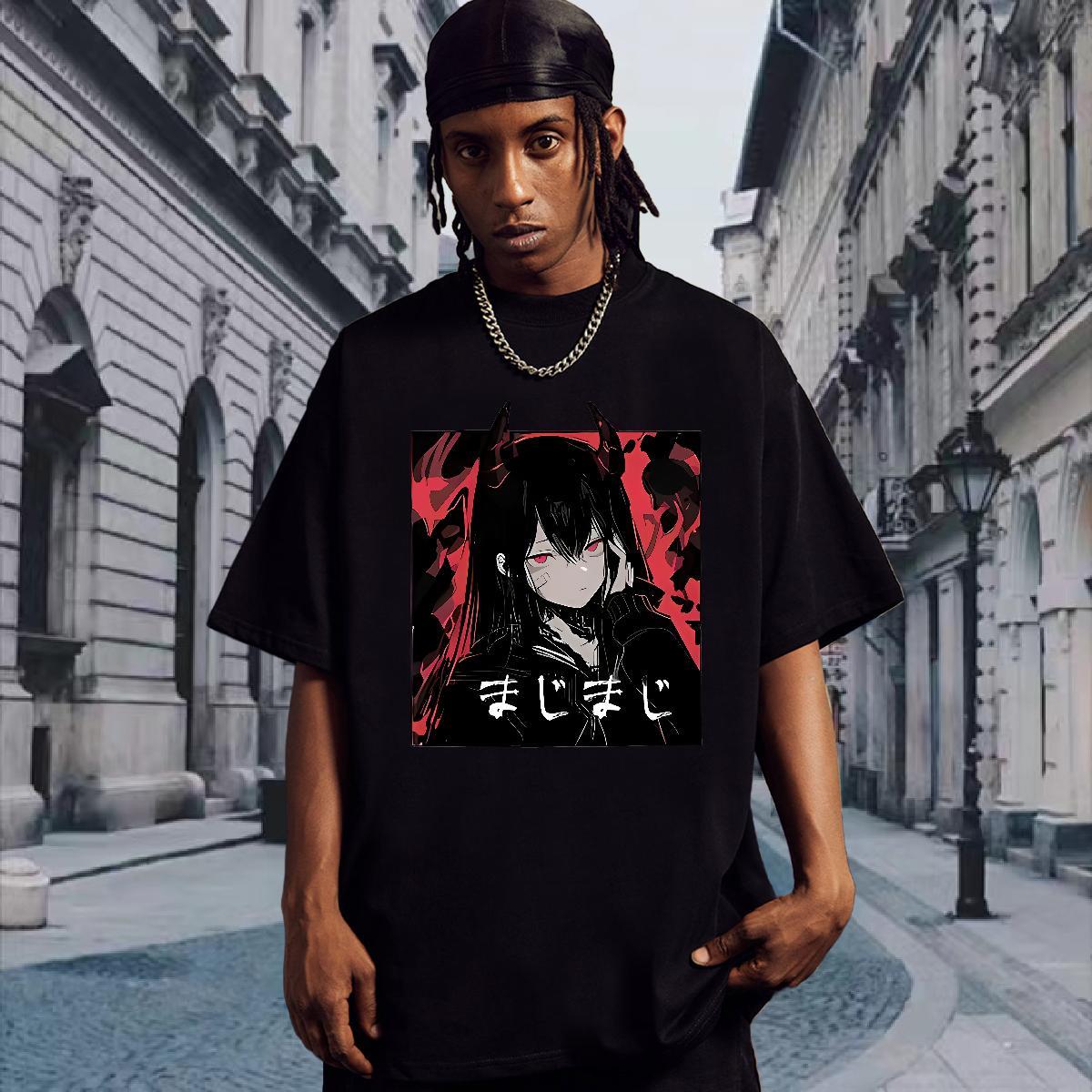 Man T Shirts 100% Cotton 230g Anime characters Summer Casual Breathable Short Sleeve Cartoon Printing L-4XL Tshirts 2024 New Popular Clothings