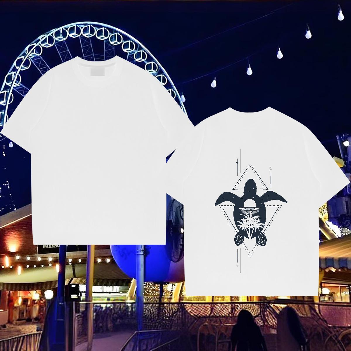 Fashion Designer T shirt 230g Pure Cotton High Street Hip Hop Tops Tees Round Neck Short Sleeve Loose Fit Men Tops Tees DIY Printed