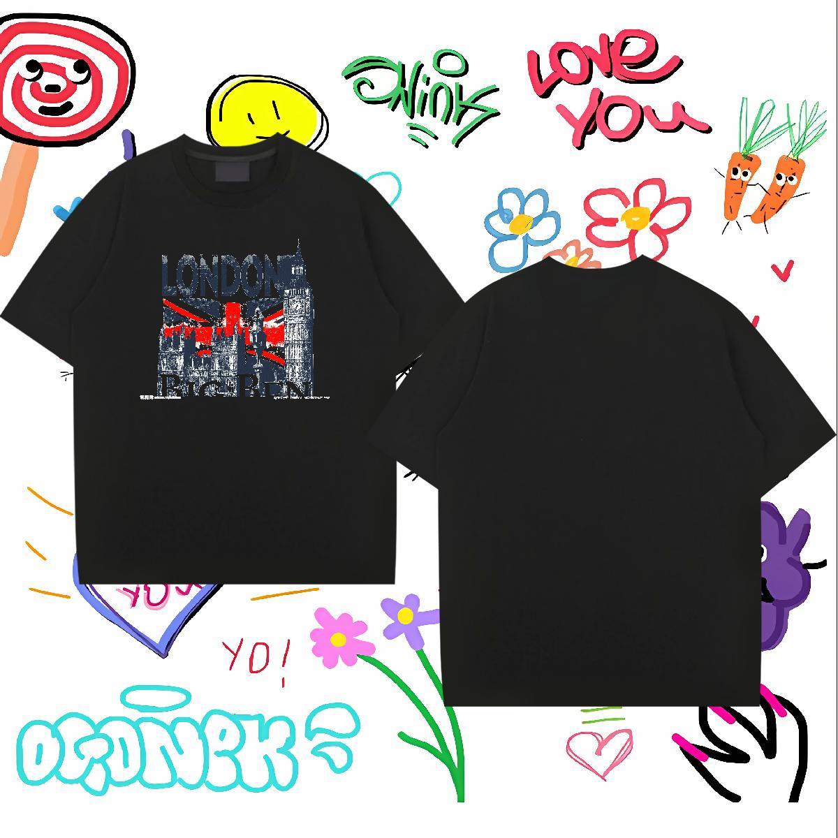 Fashion New Men T Shirts 230g 100% Cotton Tall buildings Street Clothes Breathable Crew Neck Popular Tshirts Oversized 4XL