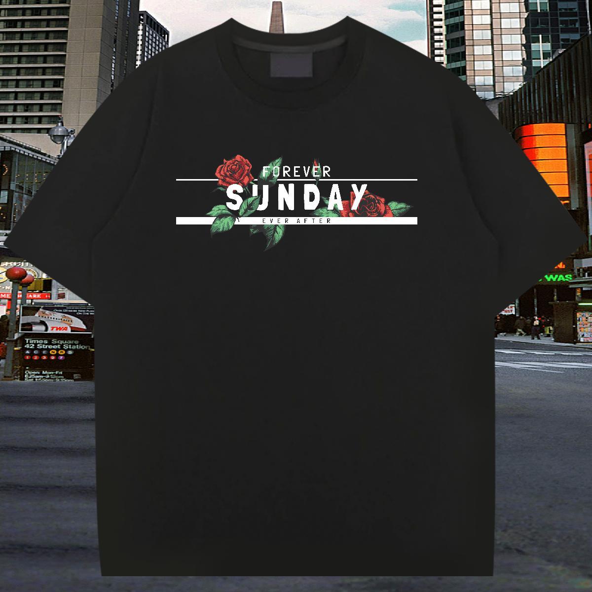 T shirt 100% Cotton 230g ROSE Daily Wear O-Neck Short Sleeve Cartoon Print Tshirt for Man Woman Classic Popular Tops Shirt