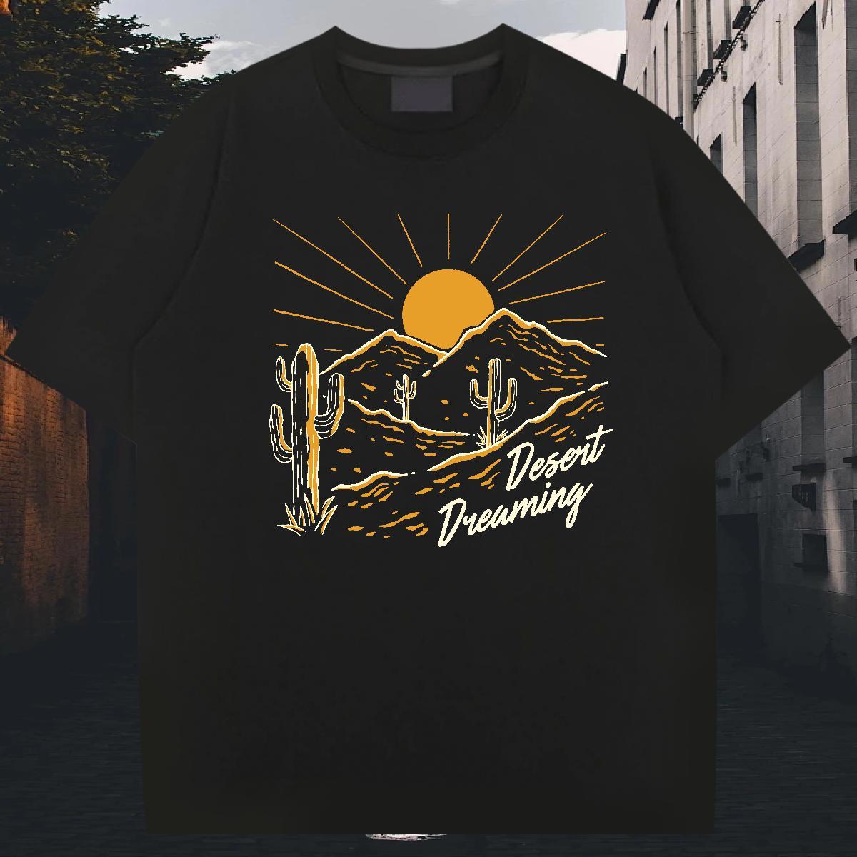 TOP Quality Couples T Shirts 230g Pure Cotton Daily Outfit mountains White Plus Size Round Neck Short Sleeve 2024 Summer T-Shirts Top Tees