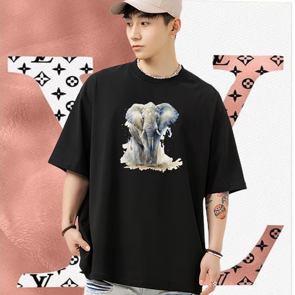Fashion T Shirts Men 230g 100% Cotton High Street Hip Hop Tops Tees Breathable Crew Neck Unisex Men Tees Custom Printing