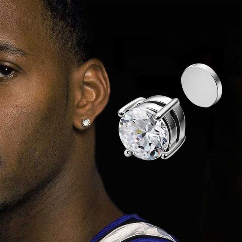 Crystal Strong Magnetic Earnail Clip Earrings Suitable for Men and Women Punk Round Zircon Magnetic Earrings Non Perforated Jewelry W241017
