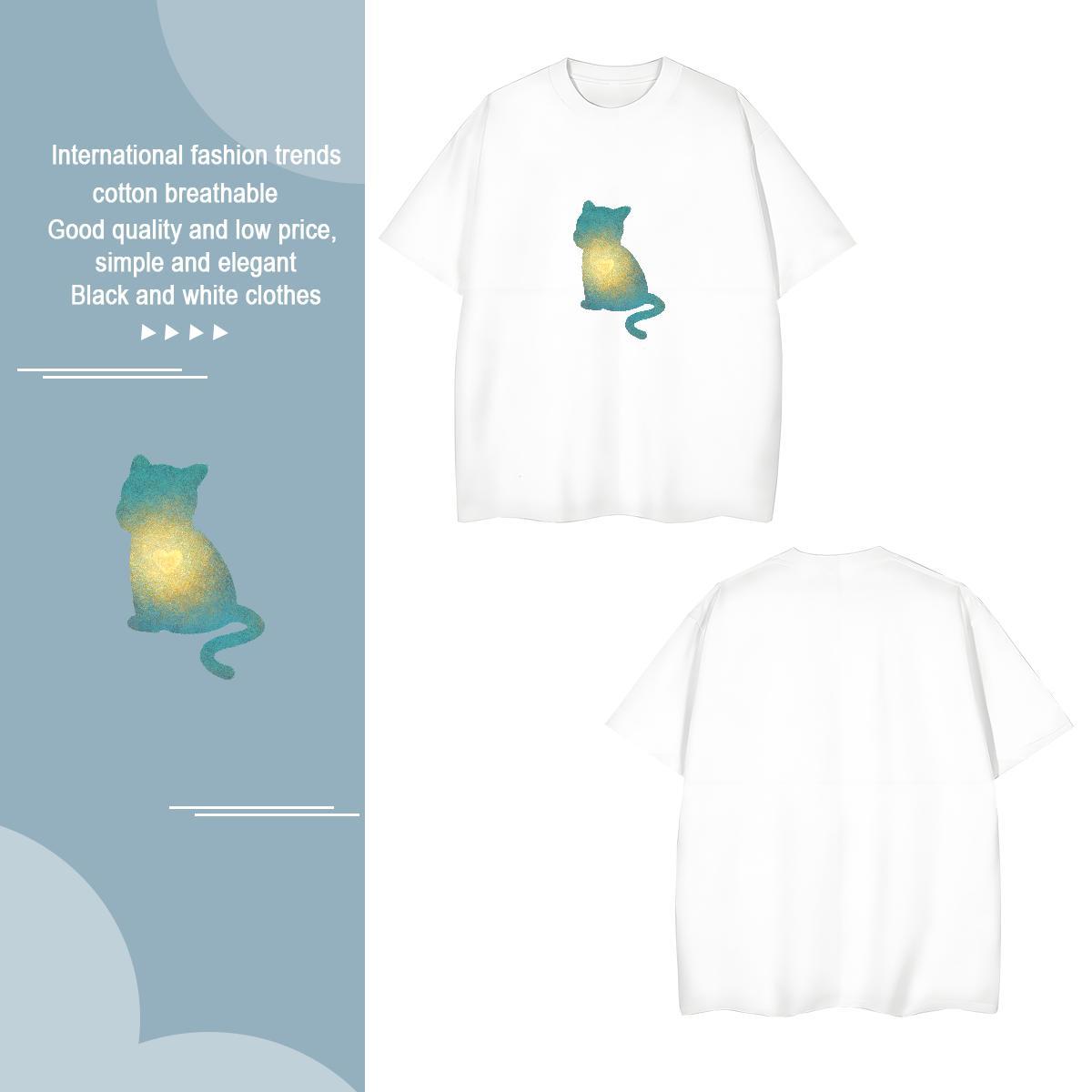 T shirt 100% Cotton 230g cat Street Wear Crew Neck Breathable DIY Anime Men Tops Tees Fashion Designer TOP Quality Tee Shirt