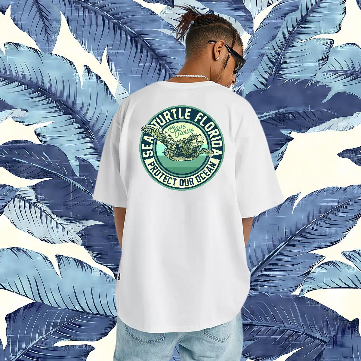 2024 New T Shirt For Man 230g Cotton tortoise Daily Outfit Tops Tees Breathable Short Sleeve Loose Fit Couples T Shirts Oversized 3XL 4XL