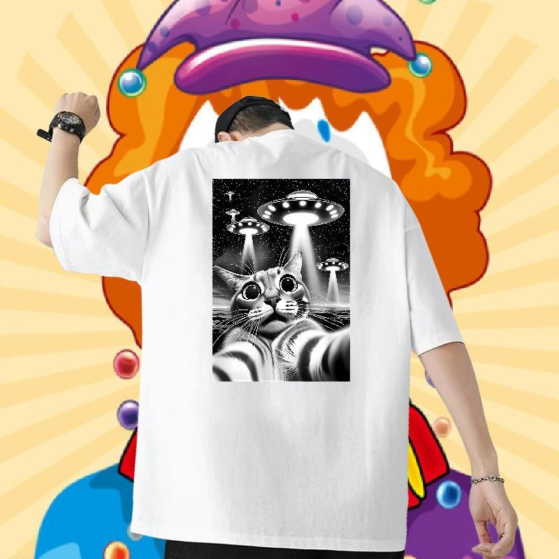 Classic T Shirts Men 230g Pure Cotton funny Anime Printing Street Tshirts Crew Neck Popular Tshirt for Man Woman Floral Print