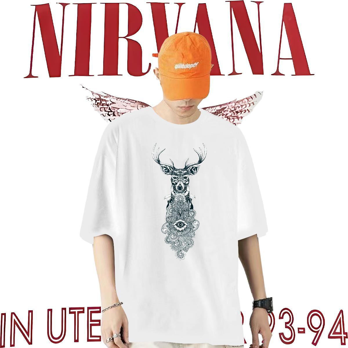 DIY Customized T-Shirts for Men 230g Cotton Deer Hip Hop Street Top Tees Short Sleeve Soft Comfortable Men Tops Tees Plus Size Custom