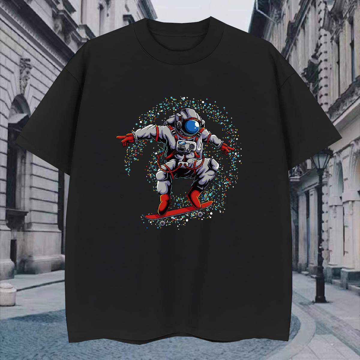 T shirt 230g Cotton cosmonaut Spring Summer Breathable Soft Cartoon Printing L-4XL Men Tshirts Fashion Cool Tops Shirt