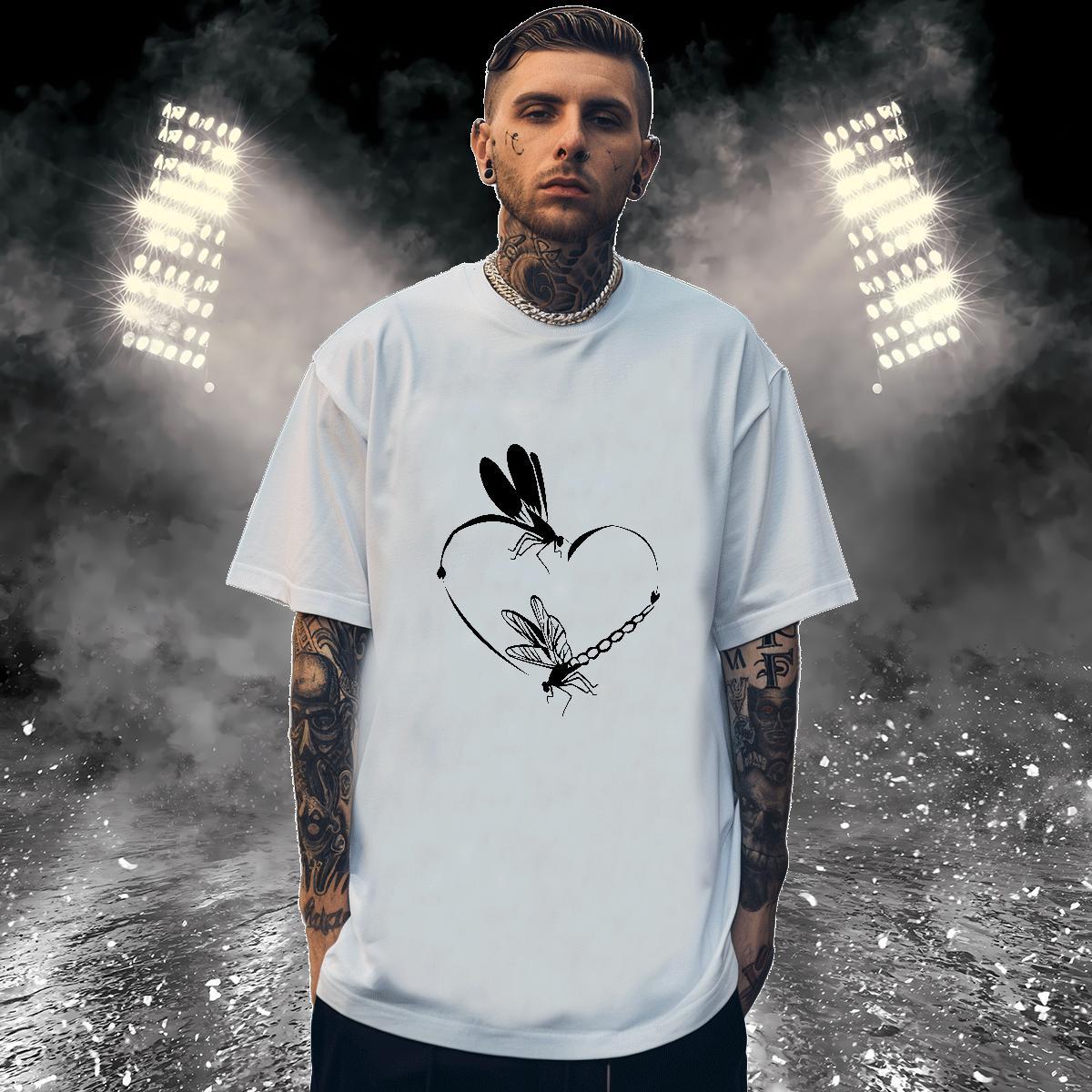 Loose Tshirt for Man Woman 100% Cotton 230g Butterfly T-Shirts Daily Wear Crew Neck Breathable Custom Print Plus Size Brand Tee Shirt