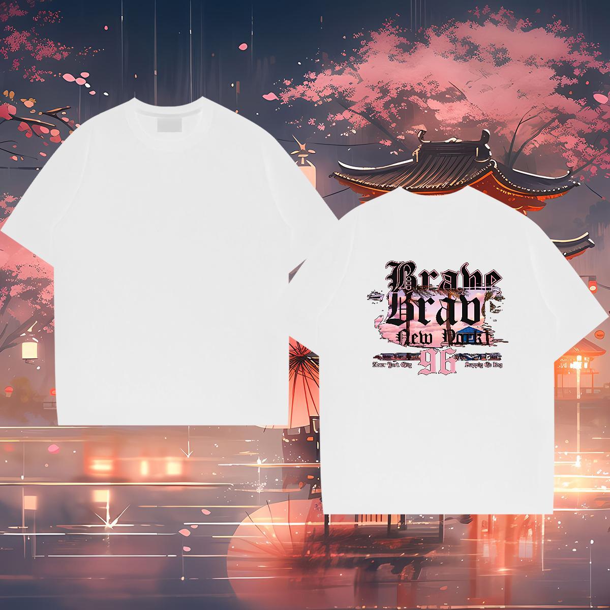 New Men T Shirts 230g 100% Cotton tree Outdoor Tops Tees Crew Neck Breathable High Quality Men Tops Tees DIY Logo Oversized