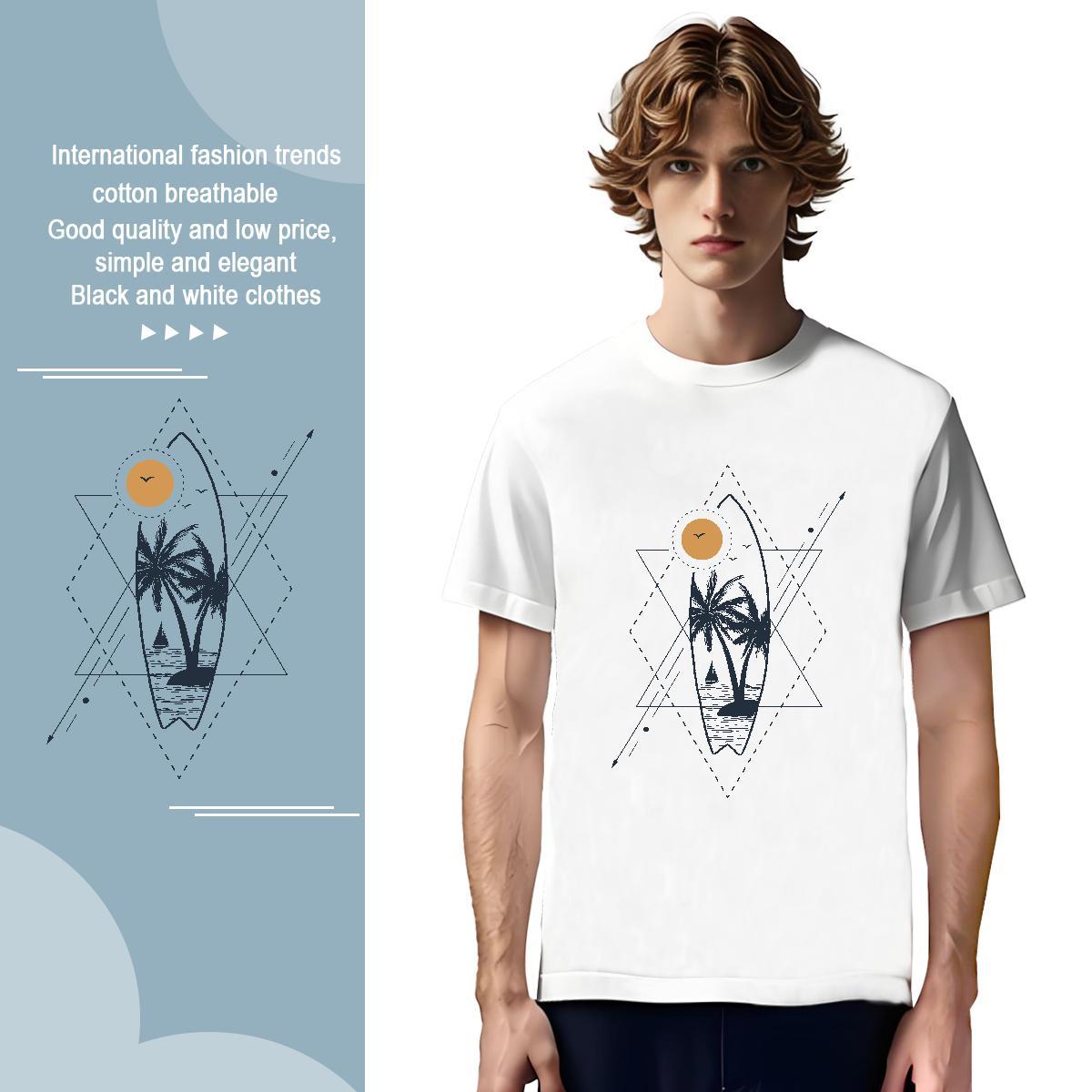 Men T Shirts 230g Pure Cotton sea Hip Hop Breathable Crew Neck Asian Size Mens Tshirts Stylist Popular Tops Shirt