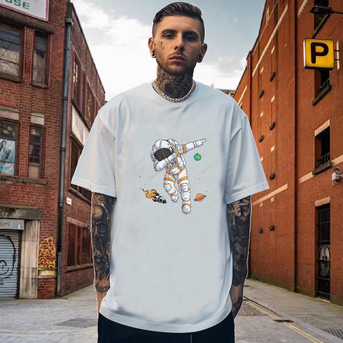 T-Shirts 230g Pure Cotton universe Street Casual Breathable Crew Neck Custom Print Oversized Men Tops Tees DIY Customized Unisex Polos