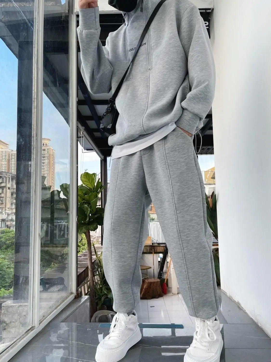 Autumn Winter Tracksuit Two Piece Sets Hip Hop Men Pant Sports Wear Fashion Clothing Solid Color Sweatsuit Jogging Suit 240806