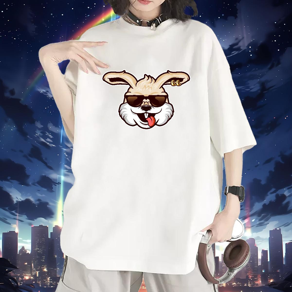 Designer Woman T Shirts Breathable Short Sleeve Couples T Shirts Black White rabbit Hip Hop Street 100% Cotton 230g TOP Quality Clothes Shirt