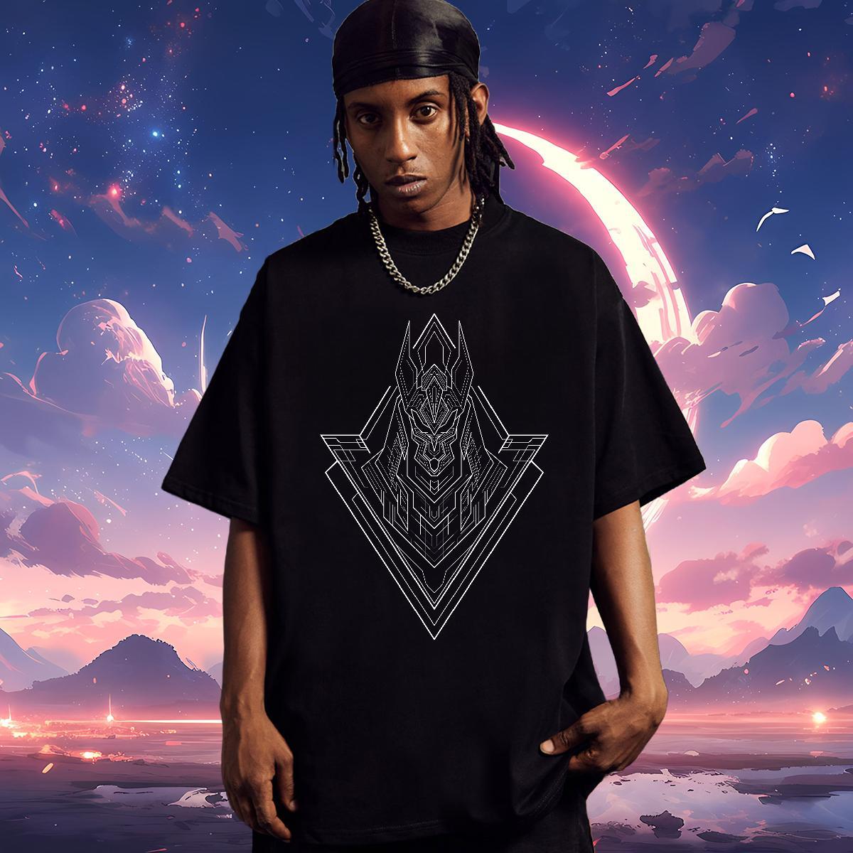 T-Shirts 230g 100% Cotton Geometric line Casual Short Sleeve O-Neck DIY Logo Oversized Men Tees 2024 Summer Loose Fit Polos