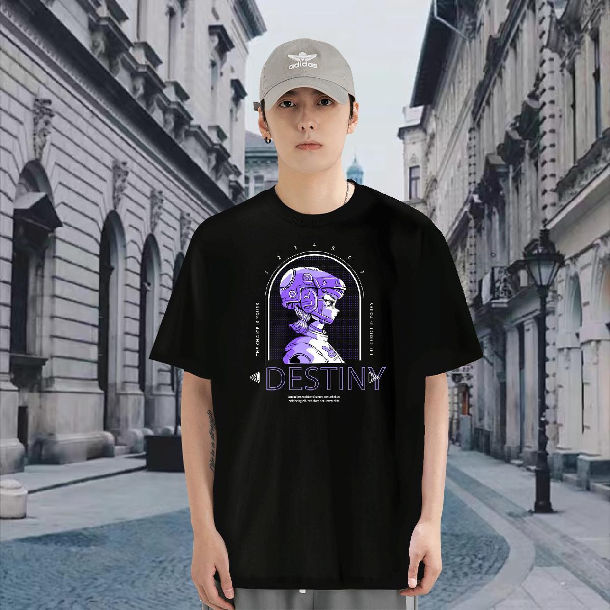 Mens T Shirts 230g Pure Cotton portrait Sports Casual Breathable Floral Print Men Tops Tees New Classic Tshirts